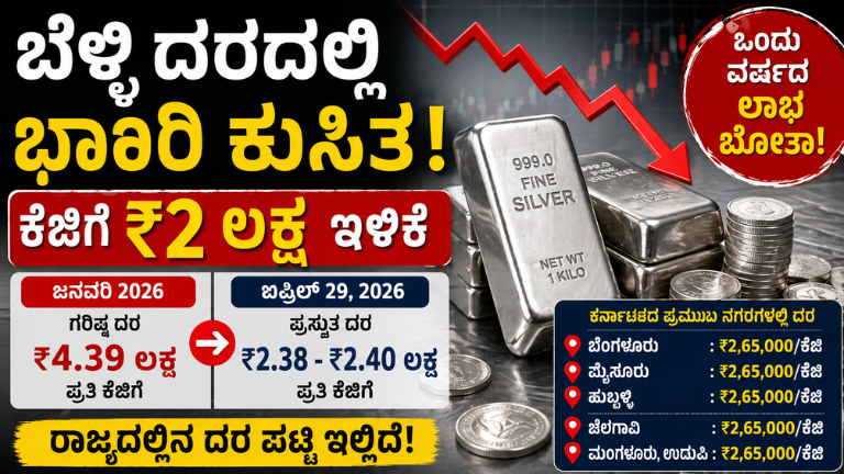 Silver Rate Crash: ಬೆಳ್ಳಿ ದರದಲ್ಲಿ ಭಾರೀ ಕುಸಿತ | ಕೆಜಿಗೆ ₹2 ಲಕ್ಷ ಇಳಿಕೆ!