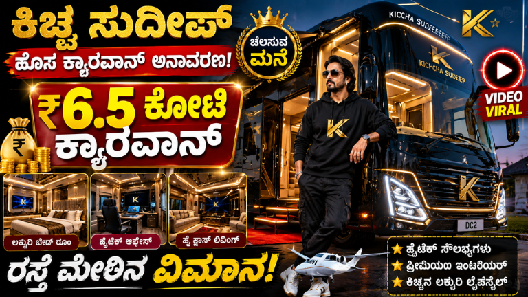 Kiccha Sudeep New Caravan ₹6.5 ಕೋಟಿ ಐಷಾರಾಮಿ ಕ್ಯಾರವ್ಯಾನ್ ಅನಾವರಣ, ವಿಡಿಯೋ ವೈರಲ್